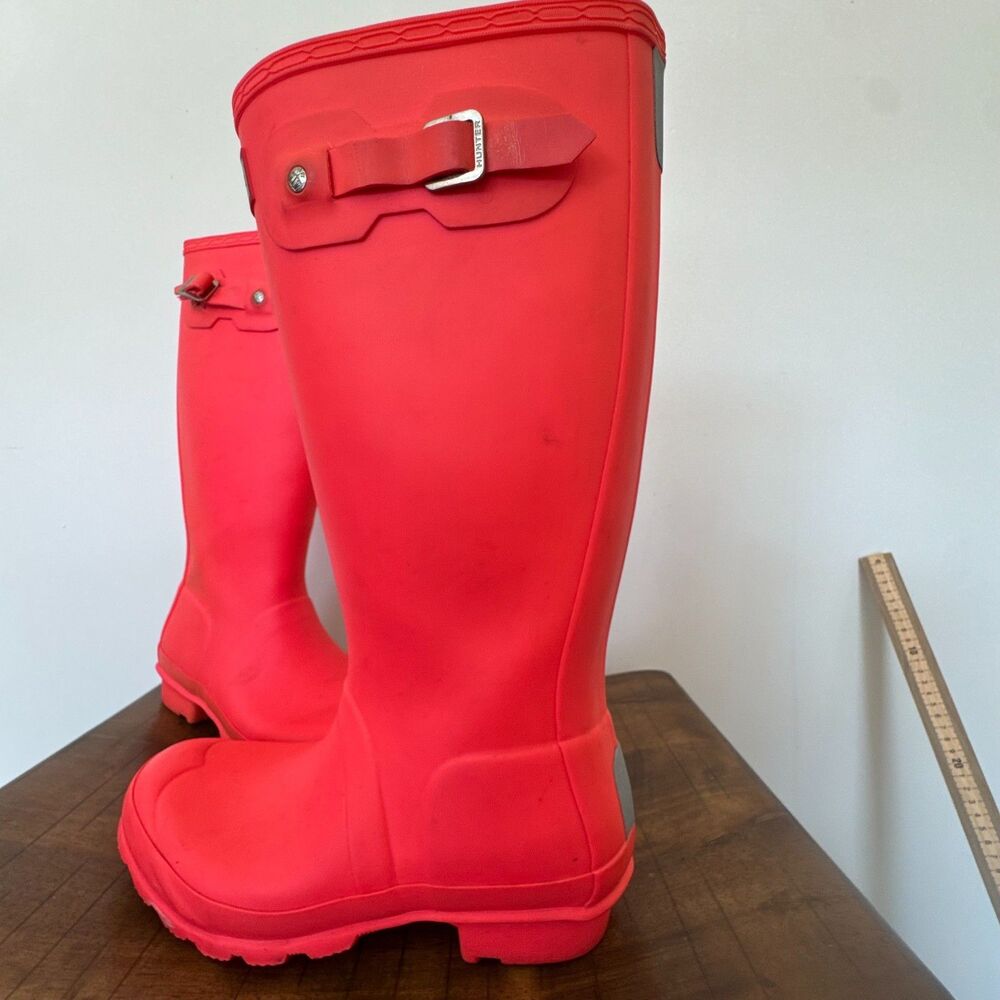 Hunter Original Tall Rain Boots Neon Pink Womens Size 6 edgy bright - Picture 2 of 13